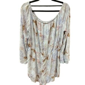 Mossimo Supply Co. Floral Print Romper Women's‎ XL Blue Purple Brown Casual